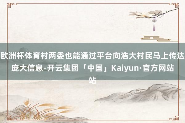 欧洲杯体育村两委也能通过平台向浩大村民马上传达庞大信息-开云集团「中国」Kaiyun·官方网站