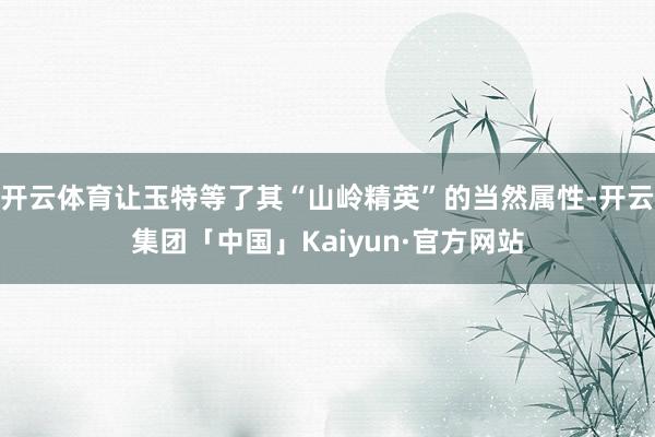 开云体育让玉特等了其“山岭精英”的当然属性-开云集团「中国」Kaiyun·官方网站