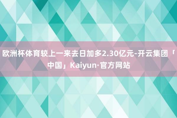 欧洲杯体育较上一来去日加多2.30亿元-开云集团「中国」Kaiyun·官方网站